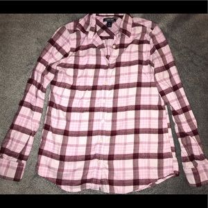 Pink Flannel Long Sleeve Button Down